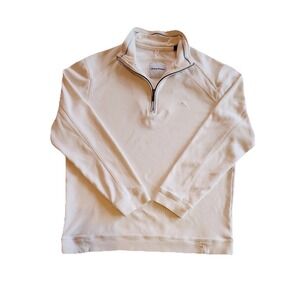 Tommy Bahama Mens 1/4 Zip Pullover Sz M Ivory 100% Cotton Preppy Nautical Boat